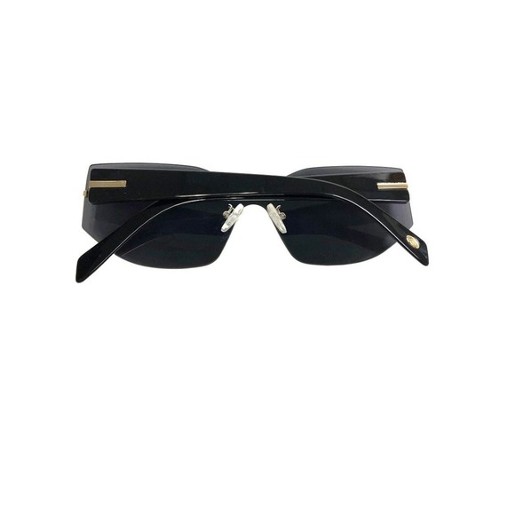 Oscar de la Renta Black Rimless Shield Sunglasses Gold Hardware Oversized Lenses main image 8